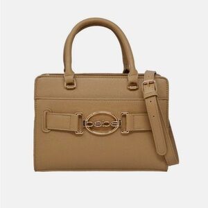 Bebe Tan Satchel with Gold Accents